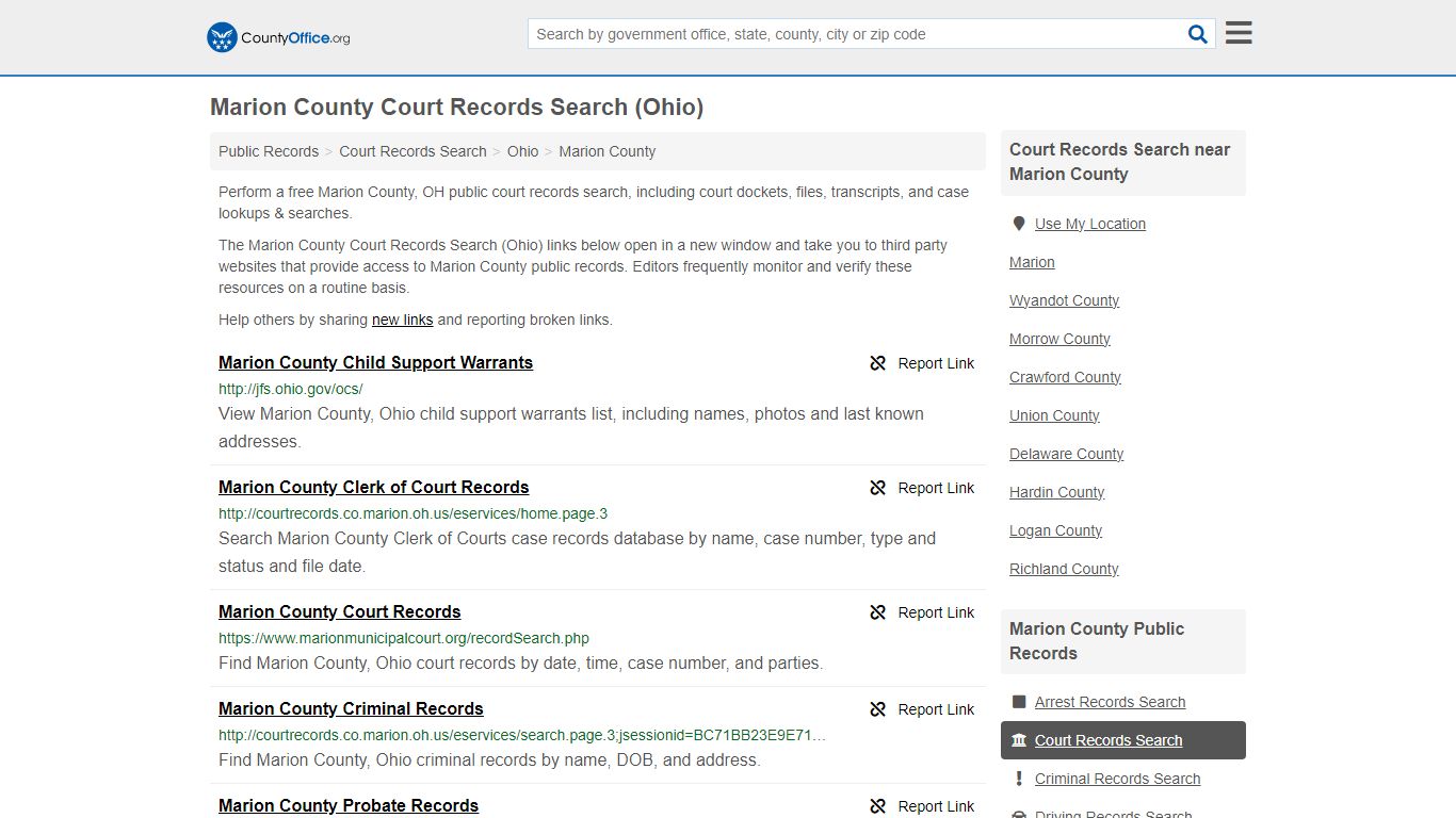 Marion County Court Records Search (Ohio) - County Office
