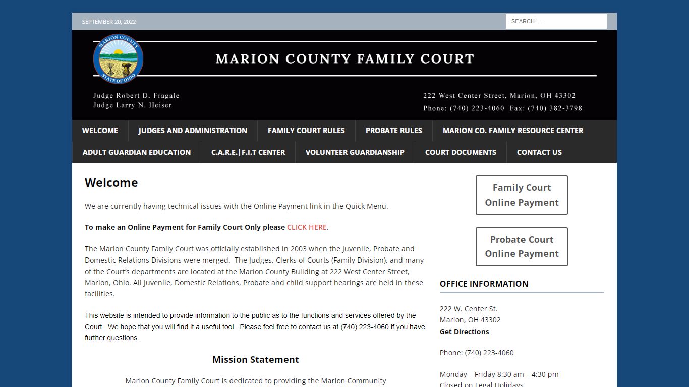 Family Court – Marion County, Ohio – Judge Robert D. Fragale, Judge ...